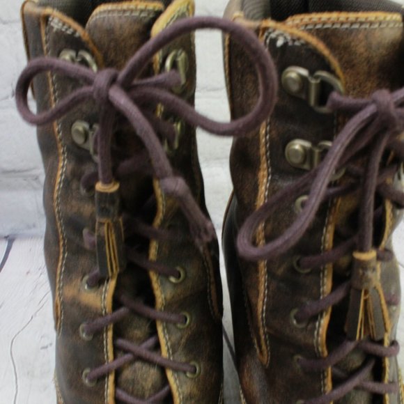 TIMBERLAND Brown Leather Chunky Heel Lace Up Winter Boots Size 7.5 M - Picture 9 of 10